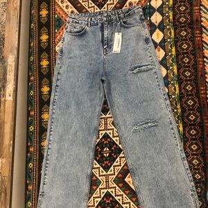 Acid Wash Rip Split Hem Jeans ICE BLUE-14